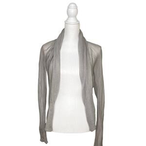 LIVIANA CONTI Light Gray Knit Long Sleeve Lightweight Shawl Cardigan Sweater
